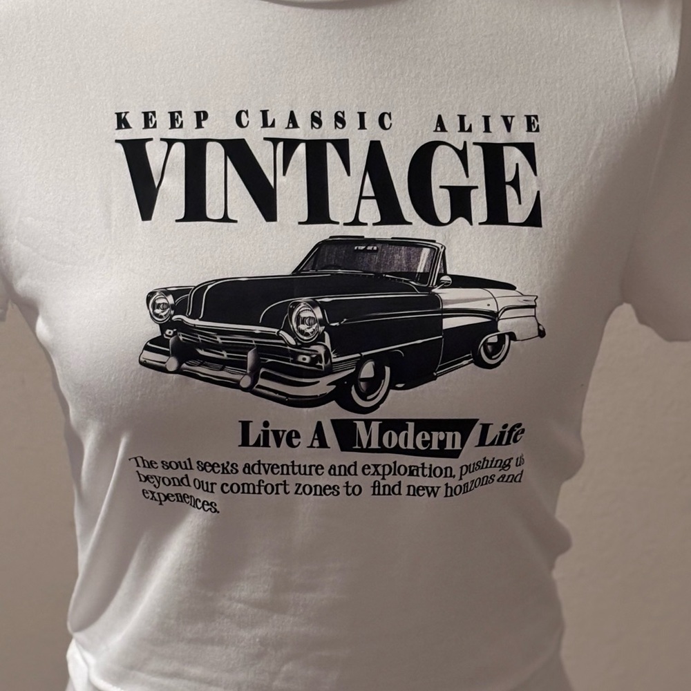 SHEIN White T-Shirt with Black Label